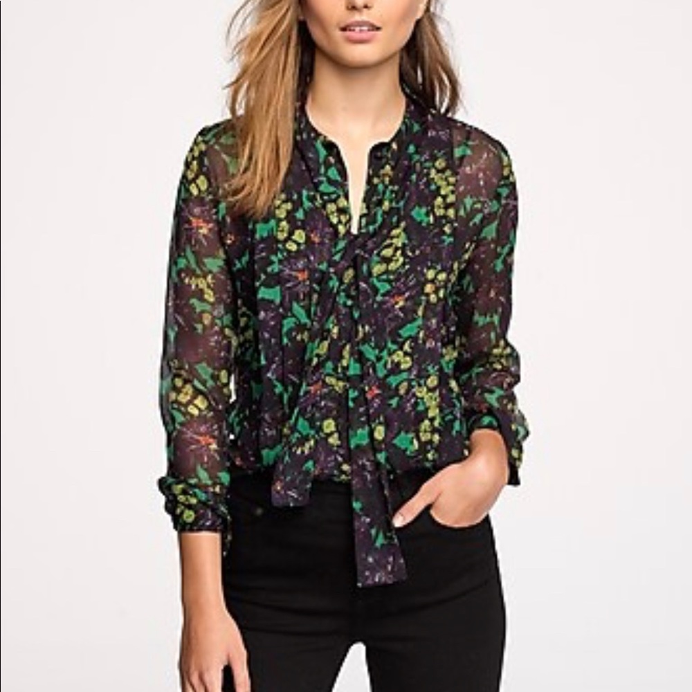 J. Crew Suzette secretary silk blouse 00 like new